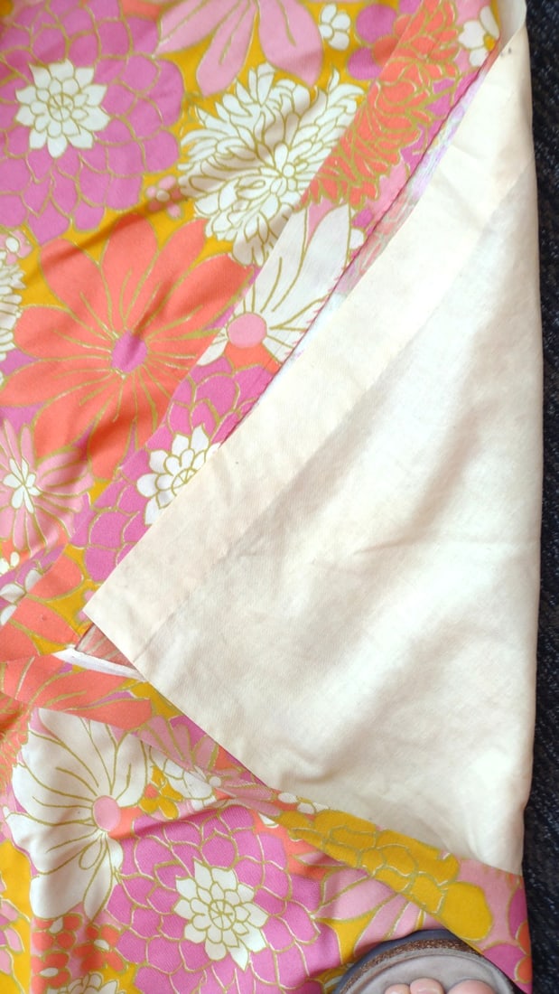 Pair Lined Pinch Pleat Drapery Curtain Panels Pink Orange Yellow Floral - 3