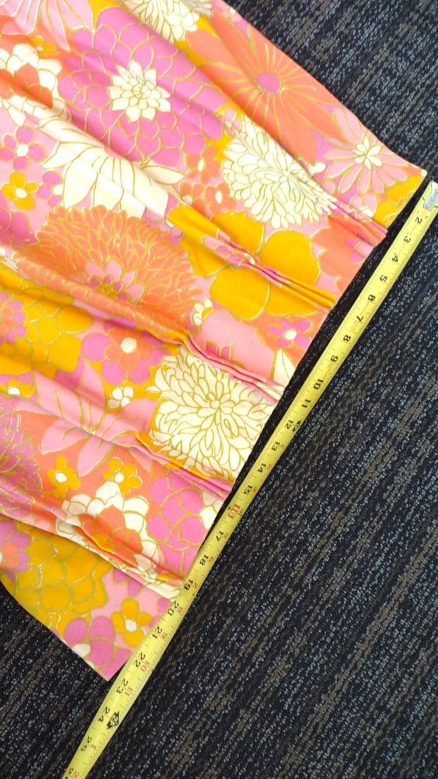 Pair Lined Pinch Pleat Drapery Curtain Panels Pink Orange Yellow Floral - 5