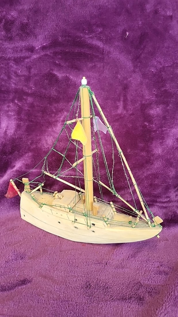 Lot Of Handmade Model Sailboats Steve Hambelton San Blas Pan Wooden With Rigging - 2