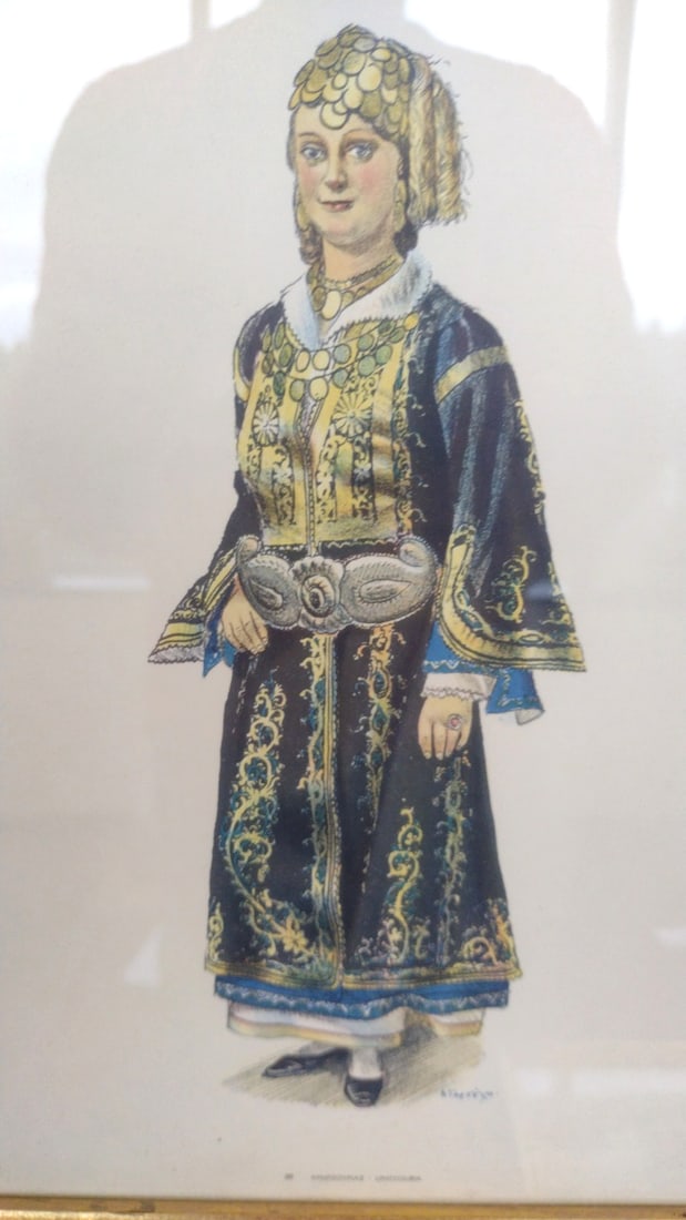 Set Of 7 Framed Greek Traditional Costume Prints By A. Tassos, Gold Frames - 8