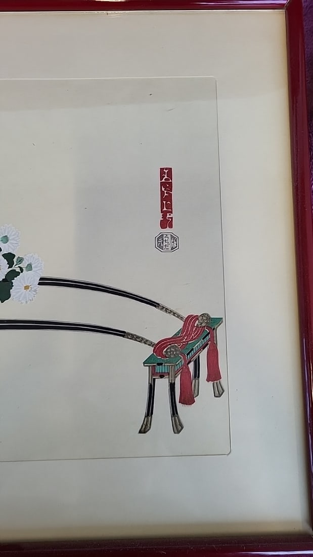 Art Lot Of 3 Signed Framed Japanese Silk Embroidery Landscape With Mount Fuji, Sailboat Village, ... - 7