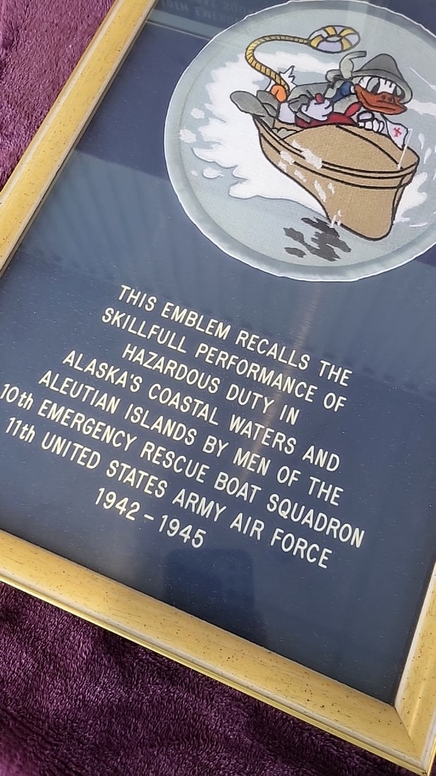 Lot Of 2 Framed Donald Duck 10th Emergency Rescue Boat Squadron 11th Usaaf Emblem 1942-1945 - 3