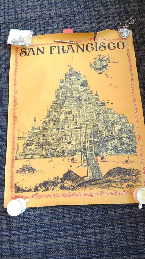 David Schiller 1968 San Francisco Poster Sprite Graphics Yellow City Illustration: Rips see pics 24 x 36 x 0. 01 0. 2 lb Low Estimate: 25.00 High Estimate: 150.00