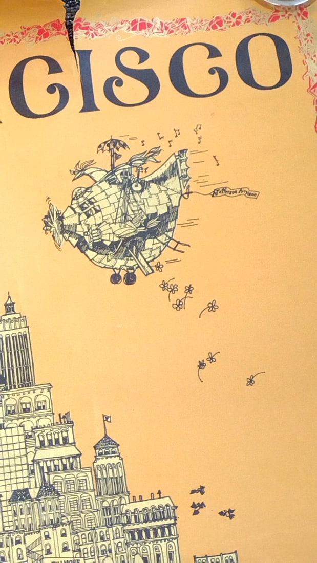 David Schiller 1968 San Francisco Poster Sprite Graphics Yellow City Illustration - 4