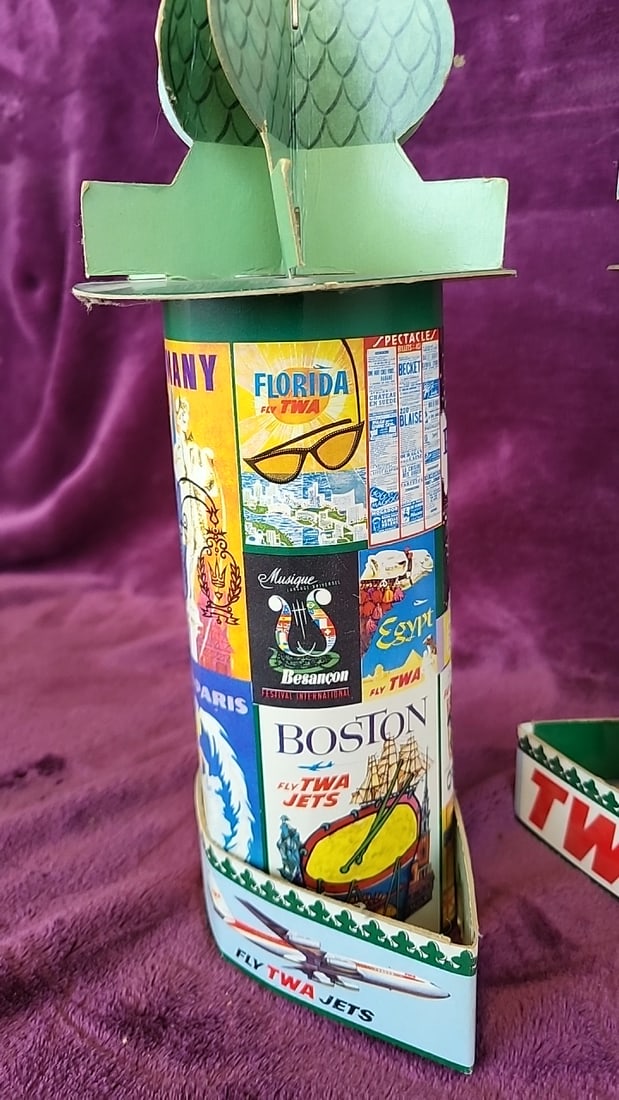Pair Of Vintage Twa Fly Twa Jets Cardboard Travel Poster Counter Display Towers - 4