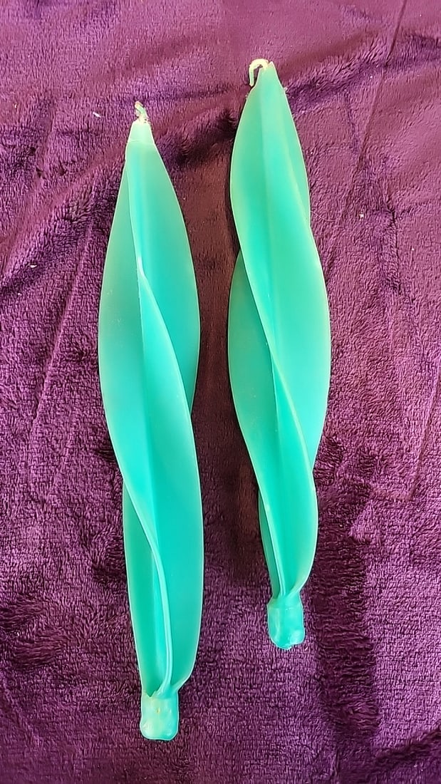 Hurd Beeswax Candles Twisted Taper Lot Teal Blue Pink In Box - 2