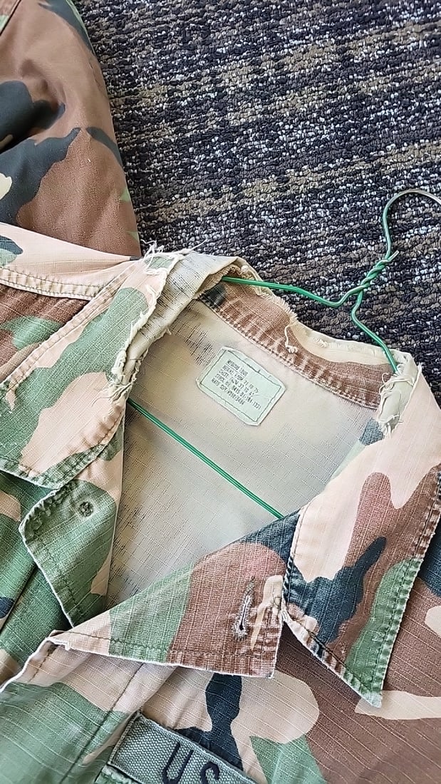 Lot Of 2 U.S. Army Woodland Camouflage Bdu Hot Weather Coats Medium Long - 4