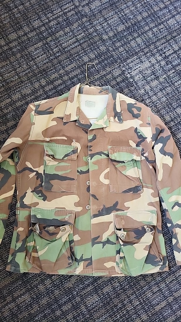 Lot Of 2 U.S. Army Woodland Camouflage Bdu Hot Weather Coats Medium Long - 7