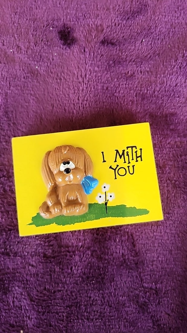 Wallace Berrie Goofy Greetings 1975 "i Mith You" Dog Wall Plaque With Box - 2