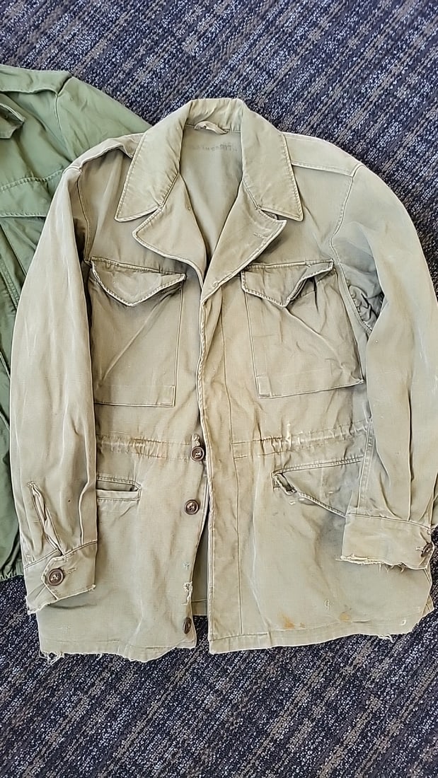 Two Military Field Jackets Olive Drab M-65 Og 107 Style Khaki Green Four-pocket Cotton - 2
