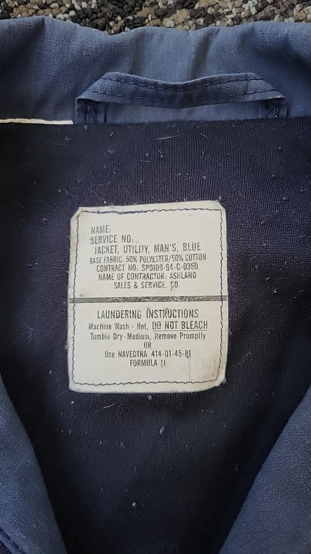 Ashland Sales Service Co. Us Navy Mans Blue Utility Jacket 5050 Poly Cotton As Is - 4
