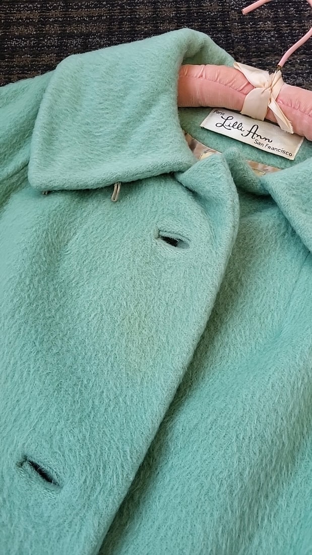 Lilli Ann San Francisco Mint Aqua Textured Coat With Satin Lining Read - 2