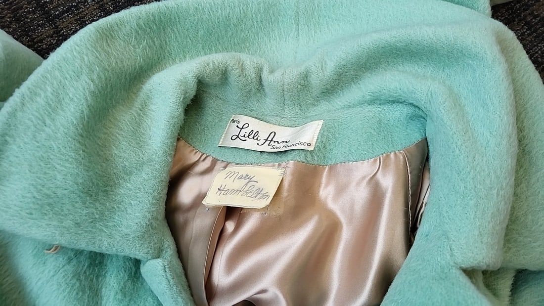 Lilli Ann San Francisco Mint Aqua Textured Coat With Satin Lining Read - 7