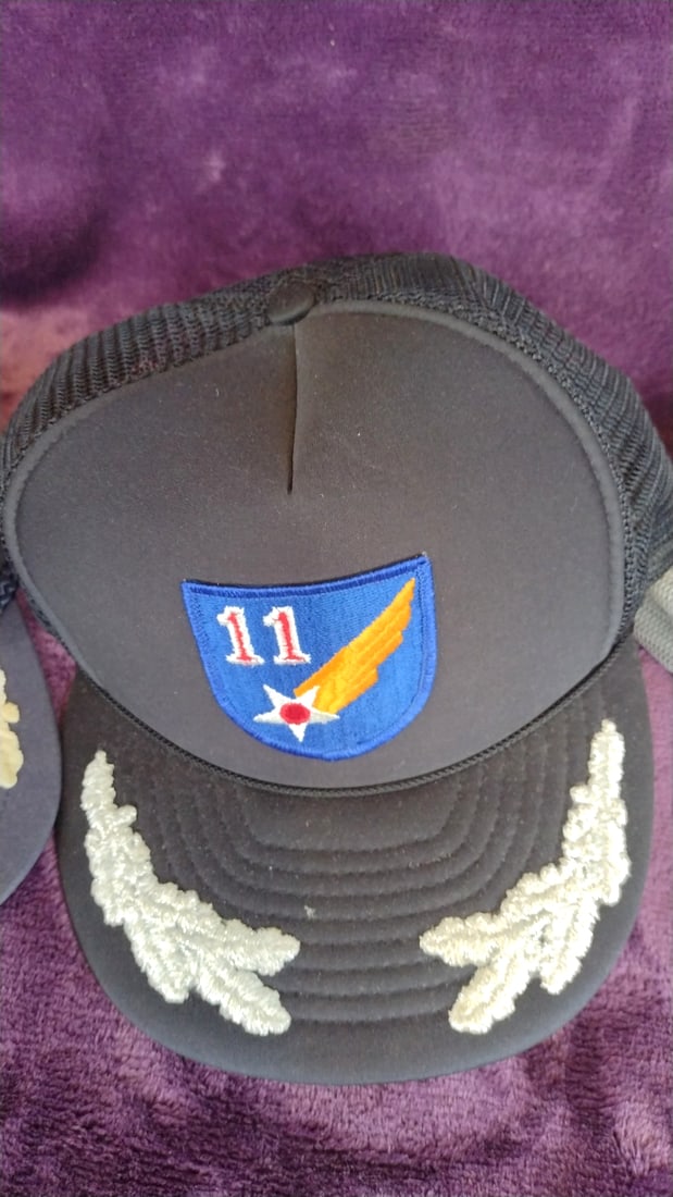 Lot Of 3 Trucker Hats 11th Bomb Wing Patch Gold Leaf Brims & Novelty Animal Cap - 3