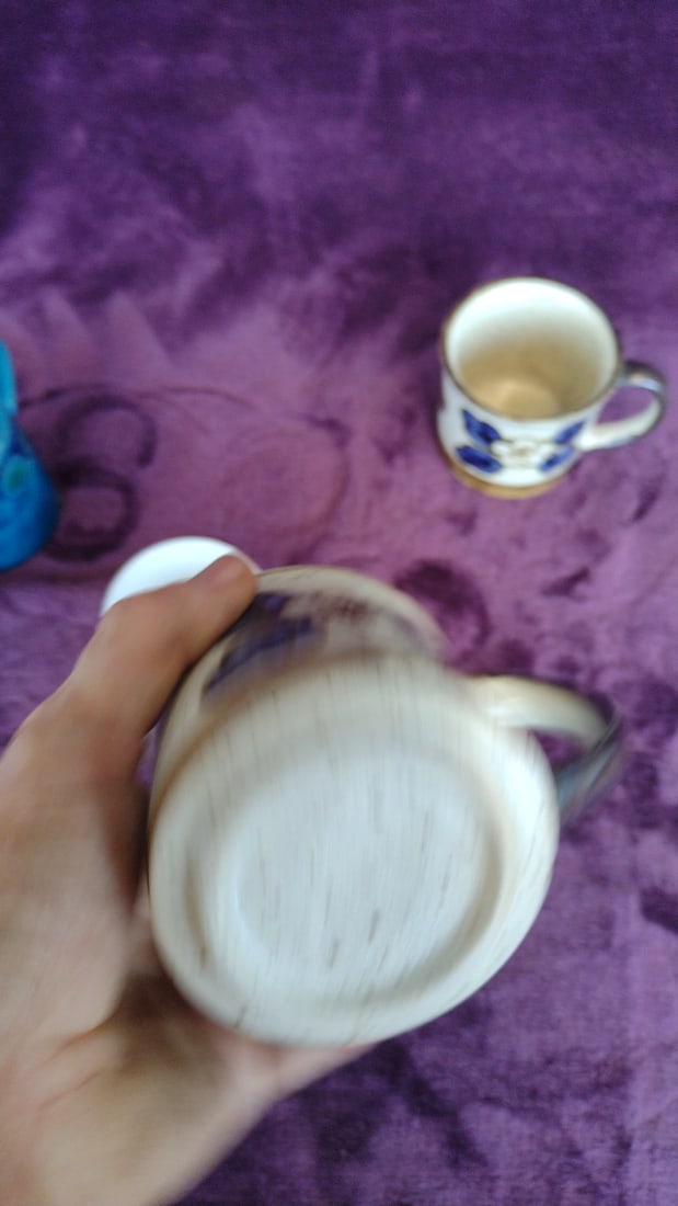 Lot Of 5 Ceramic Coffee Mugs And Cups Blue Speckled Floral Designs - 8