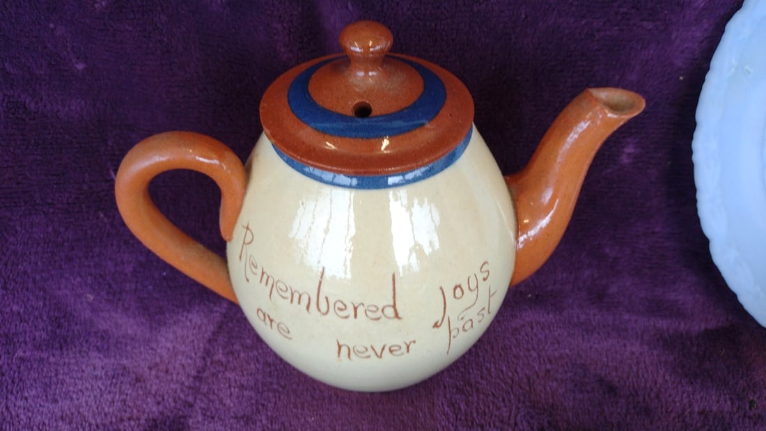 Fenton 1975 U.S. Bicentennial Plate, Motto Ware Teapot Yellow Creamer Sugar Bowl Lot - 2