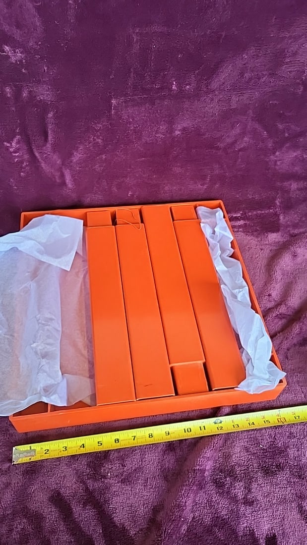 Orange Plastic Mahjong Tile Rack Set With Tray And Pushers - 4