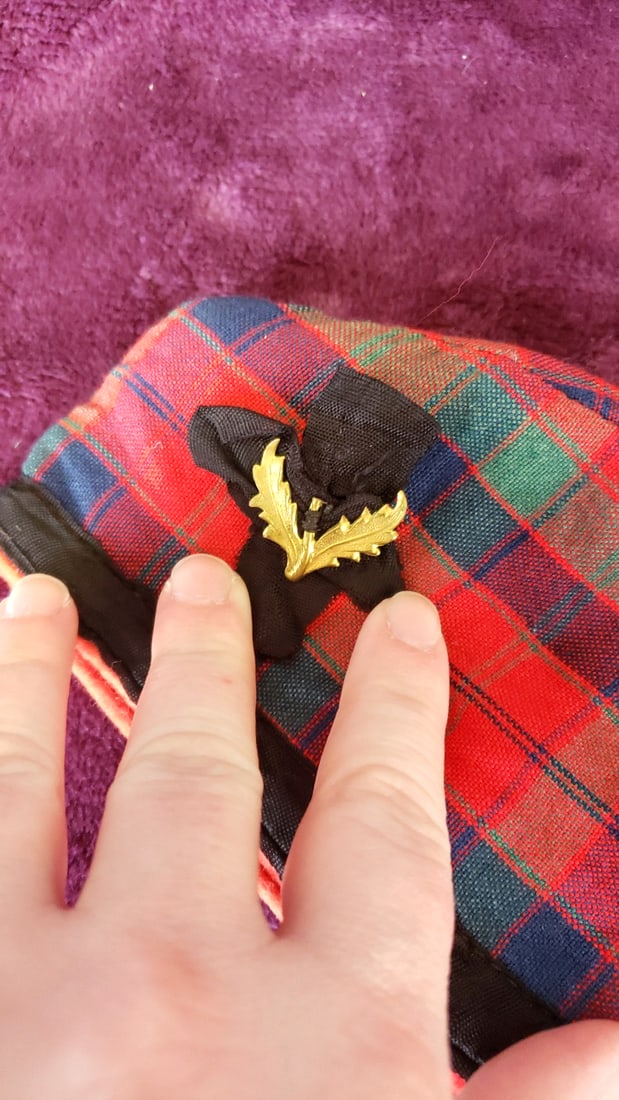 Scottish Tartan Glengarry Cap With Thistle Pin & Two Patterned Neckties - 3