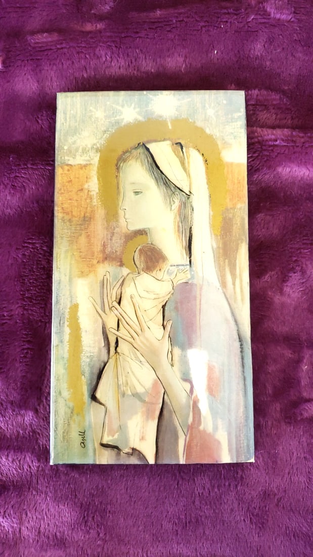 Madonna And Child Religious Wall Art Plaque Signed Agell: 8x4. 5x1 1lb Low Estimate: 15.00 High Estimate: 75.00