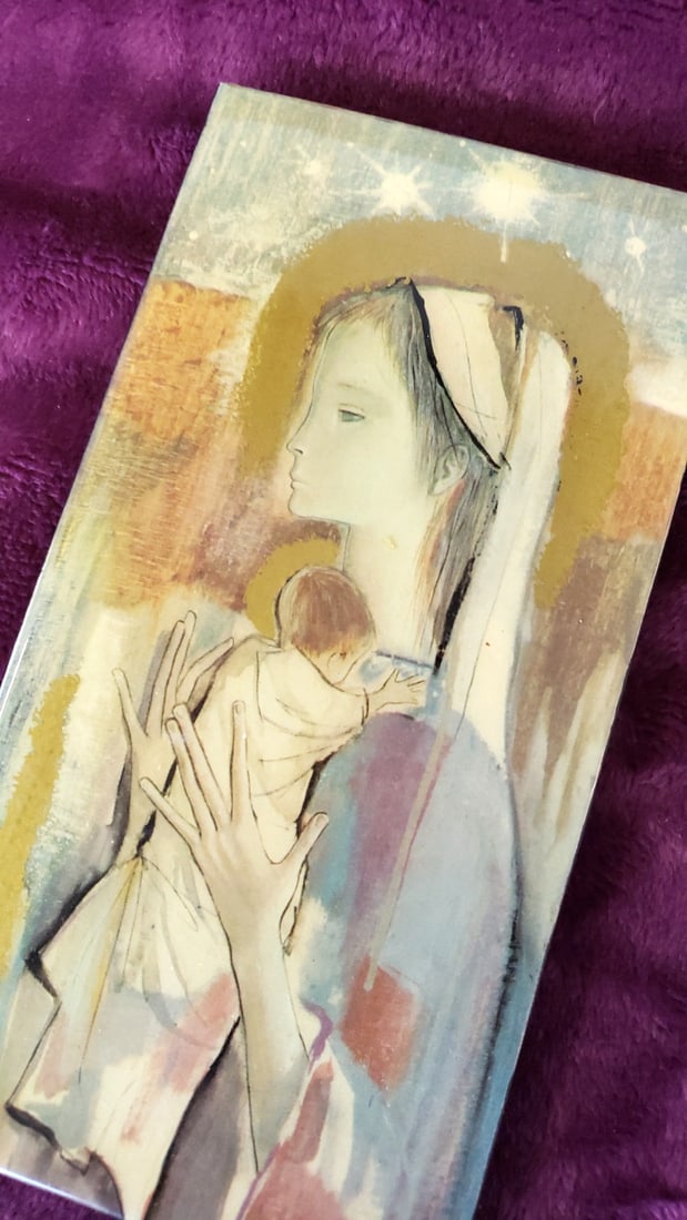 Madonna And Child Religious Wall Art Plaque Signed Agell - 2