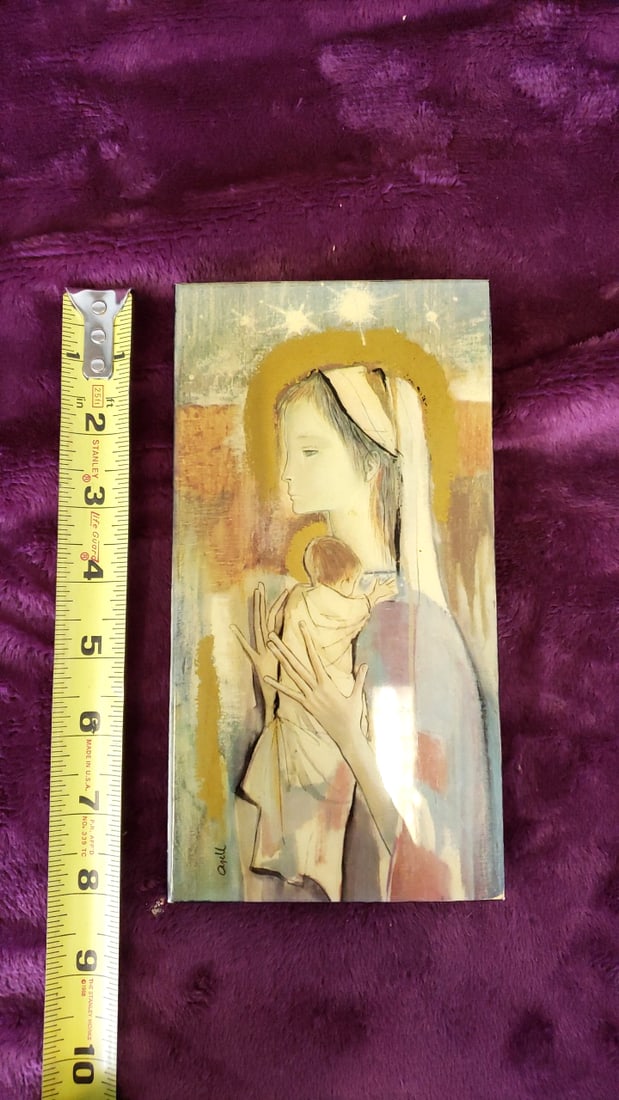 Madonna And Child Religious Wall Art Plaque Signed Agell - 6