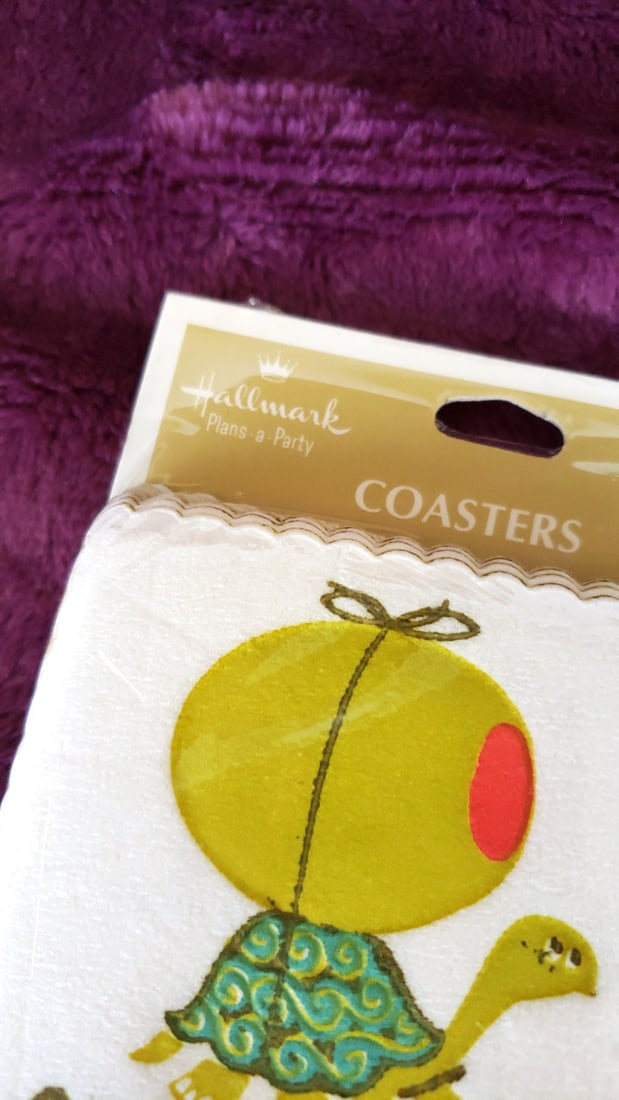 Hallmark Turtle Cocktails Coasters & 3 Tengujyo 14x14 Floral Serviette Packs - 3