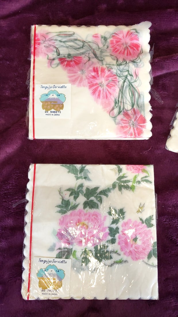 Hallmark Turtle Cocktails Coasters & 3 Tengujyo 14x14 Floral Serviette Packs - 6
