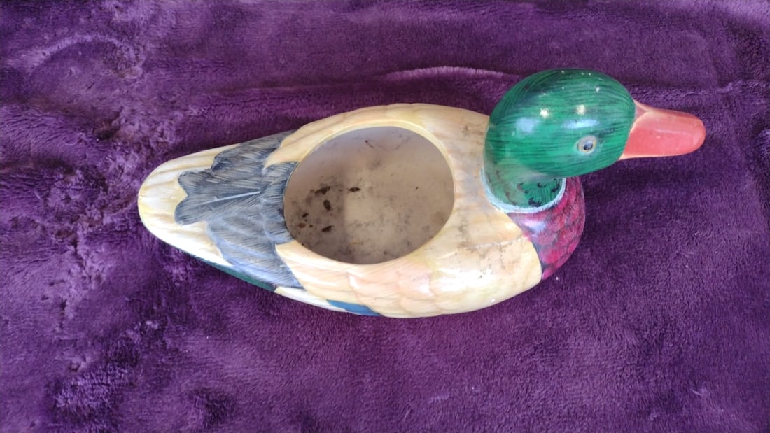 Ceramic Mallard Duck Planter Vase, Green Head, 10 In - 2