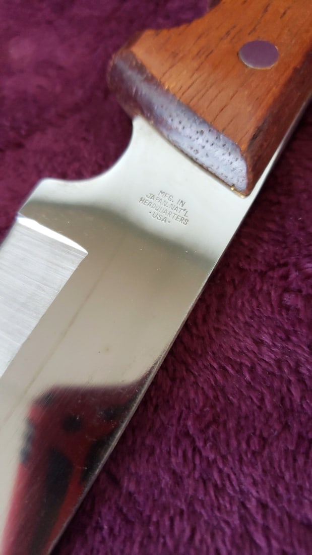 Hunter's Choice Stainless Fixed Blade Hunting Knife Wood Handle Leather Sheath Box Japan - 4