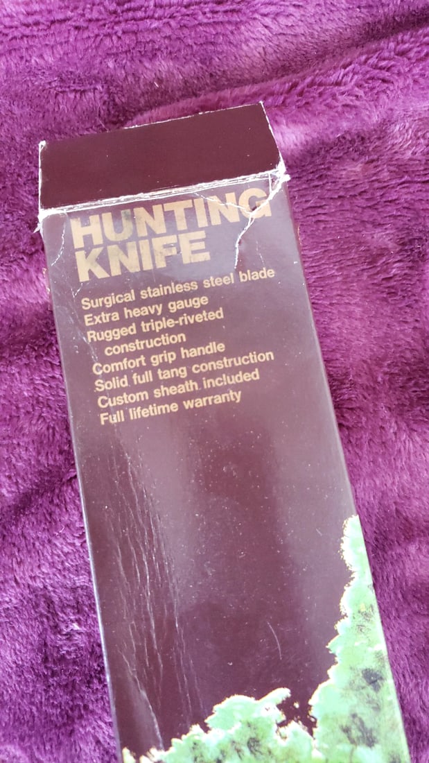 Hunter's Choice Stainless Fixed Blade Hunting Knife Wood Handle Leather Sheath Box Japan - 7
