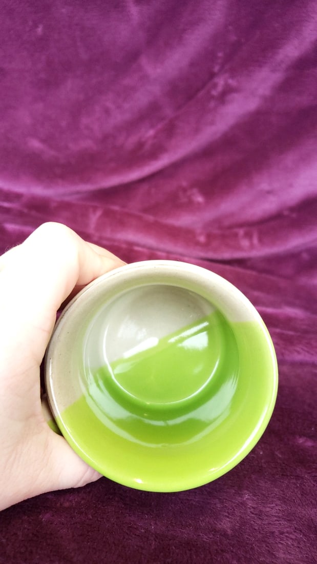 Ceramic Mug With Lime Green Interior And Botanical Thistle Floral Design - 3