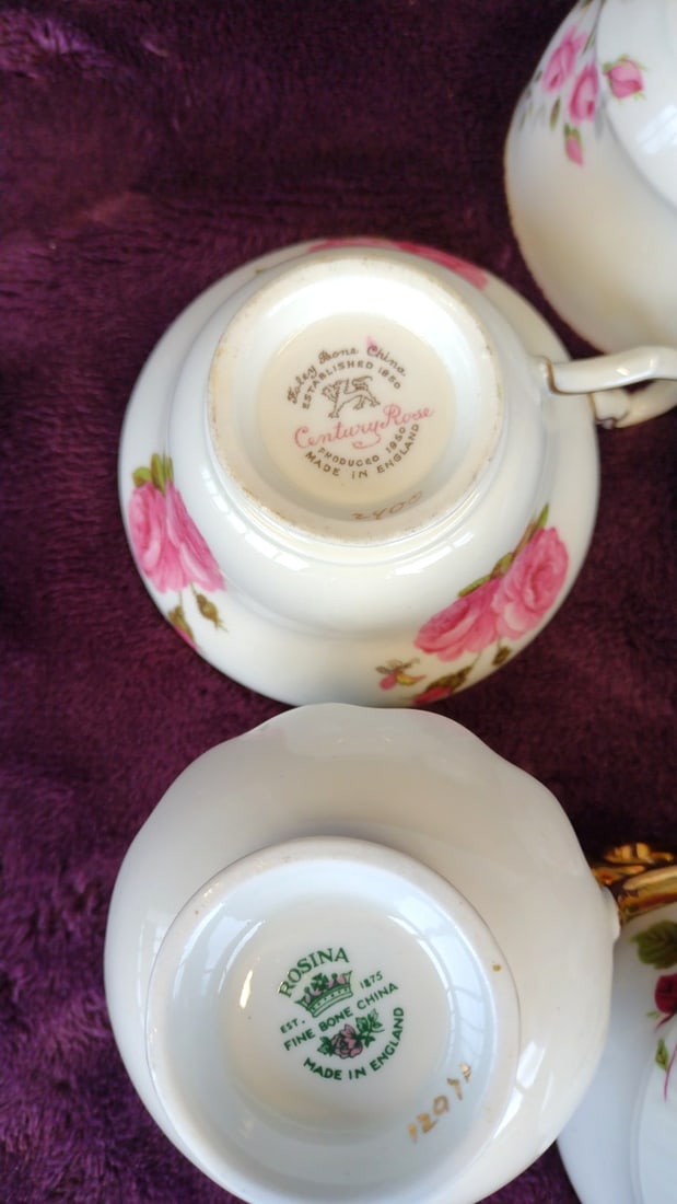 Lot Of 7 Assorted Floral Porcelain Teacup And Saucer Sets With Gold Trim - 9