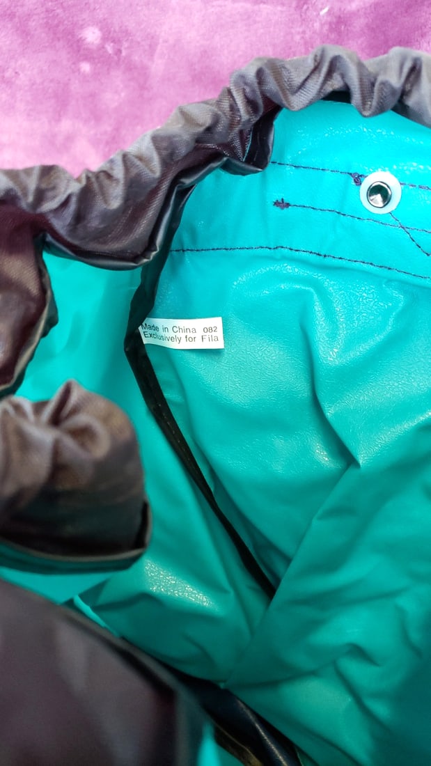 Vintage Fila Teal Navy Flap-top Drawstring Backpack With Front Zip Pocket - 9