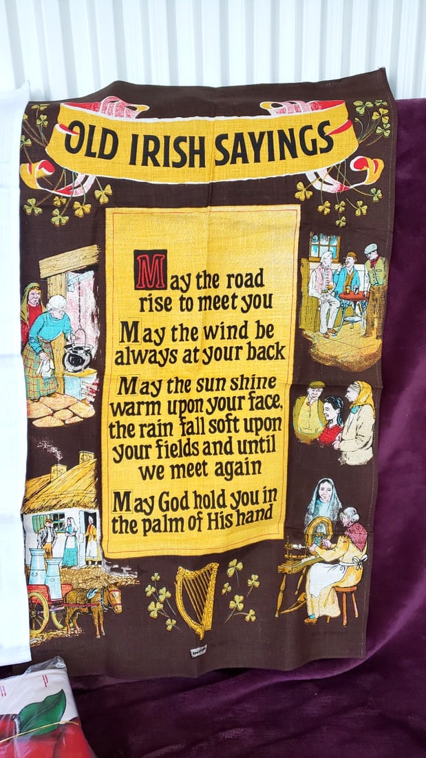Wild Cotton Apple And Old Irish Sayings Tea Towels Lot As Is - 2