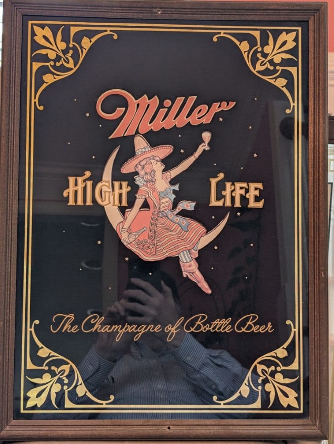 24" Miller High Life Sign Girl on the Moon (1970s): No box, Framed