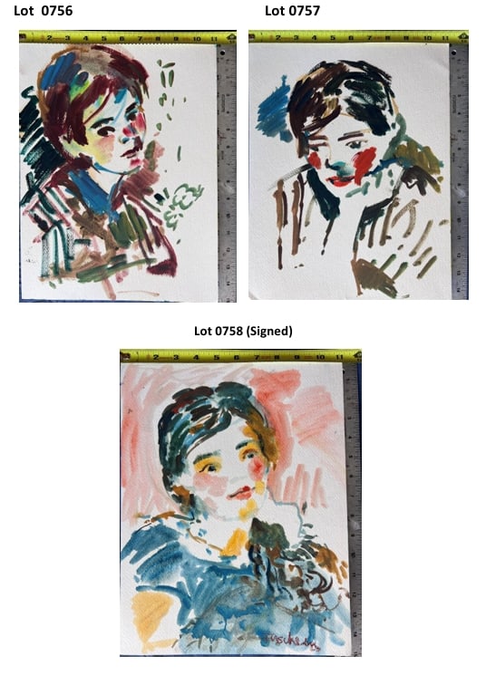 3 Water Color painting by William Firschein: The is a vintage original watercolor painting by artist William Firschein, featuring a theme of people, specifically women. Created in California, USA, the painting is made on paper using the