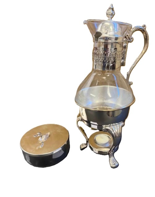 Vintage Glass and Silver Heated Teapot (1 of 5)