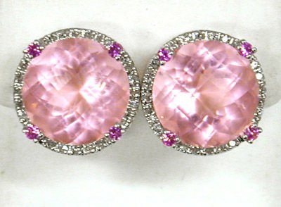14K White Gold Diamond Earrings With Pin