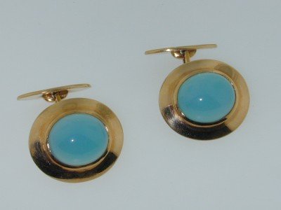 18K Yellow Gold Chalcedony Cufflinks!