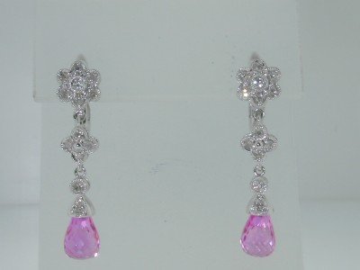 18k White Gold Diamond & Pink Sapphire E