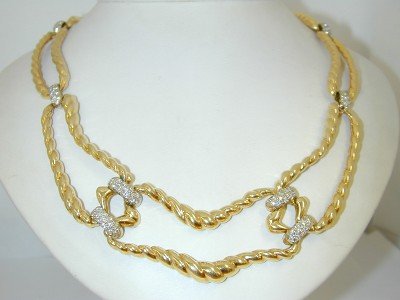 RStone18K Yellow Gold Diamond Necklace
