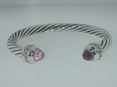 David Yurman Diamond Bangle!!: David Yurman Silver Pink Quartz & Diamond Bangle. The total Bangle's weight is 31.2grams. The total diamond weight is 30 pts approximately,H color VS clarity. The size of Pink Quartz : 7 mm The measur