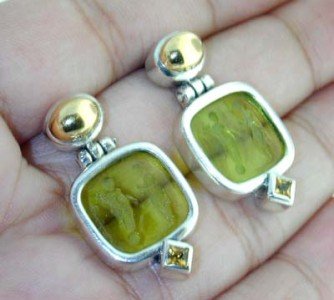 Menegatti Silver & 18K Gold Plique Ajour Earrings! - 2