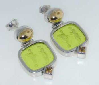 Menegatti Silver & 18K Gold Plique Ajour Earrings! - 3