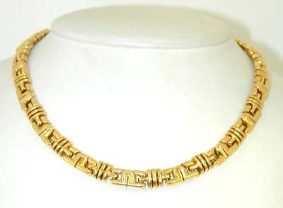 Bvlgari 18K Yellow Gold Necklace: Bvlgari 18K Yellow Gold Necklace. Weight of Necklace: 105.2 grams. The length of Necklace: 15" , 6 mm wide, 2 mm thick.