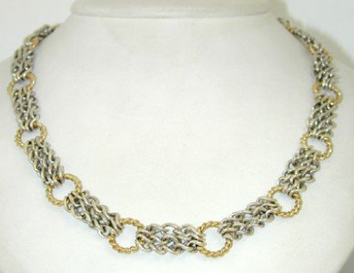 David Yurman Silver, 18K Yellow Gold Necklace.: David Yurman Silver,18K Yellow Gold Necklace. The total weight of Necklace is 57.1 grams. The length of the necklace is 17" inches long.