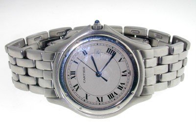 Cartier Stainless Steel ,Cabochon Sapphire Watch: Cartier Stainless Steel, Cabochon Sapphire Watch The total watch's weight is 65.4 grams. The measurements of watch head is 36 x 33 mm and 5 mm thick. The measurements of Cabochon Sapphire: 1 mm The le