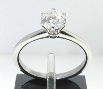 Tiffany & Co Platinum Lady's Diamond Engagement R: Tiffany & Co Platinum Lady's Round Diamond Engagement Ring with GAL Certificate The total ring's weight is 3.7 grams The weight of Round Brilliant cut Diamond Total: 0.71 cts, H color and VS-1 clarity
