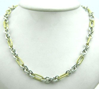 David Yurman Silver, 18K Yellow Gold Necklace.: David Yurman Silver,18K Yellow Gold Necklace. The total weight of Necklace is 48.1 grams. The length of the necklace is 17" inches long.
