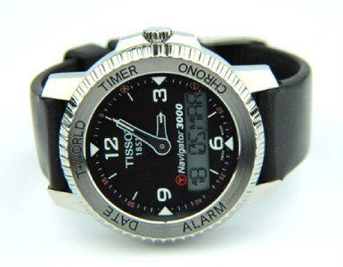 Tissot Stainless Steel, Rubber Strap Sport Watch.: Tissot Stainless Steel, Rubber Strap Sport Watch. The total watch's weight is 84.5 grams. The measurement of the watch head is 41 mm and 11 mm thick. The measurements of strap: 6.75" Long. Swiss Made.